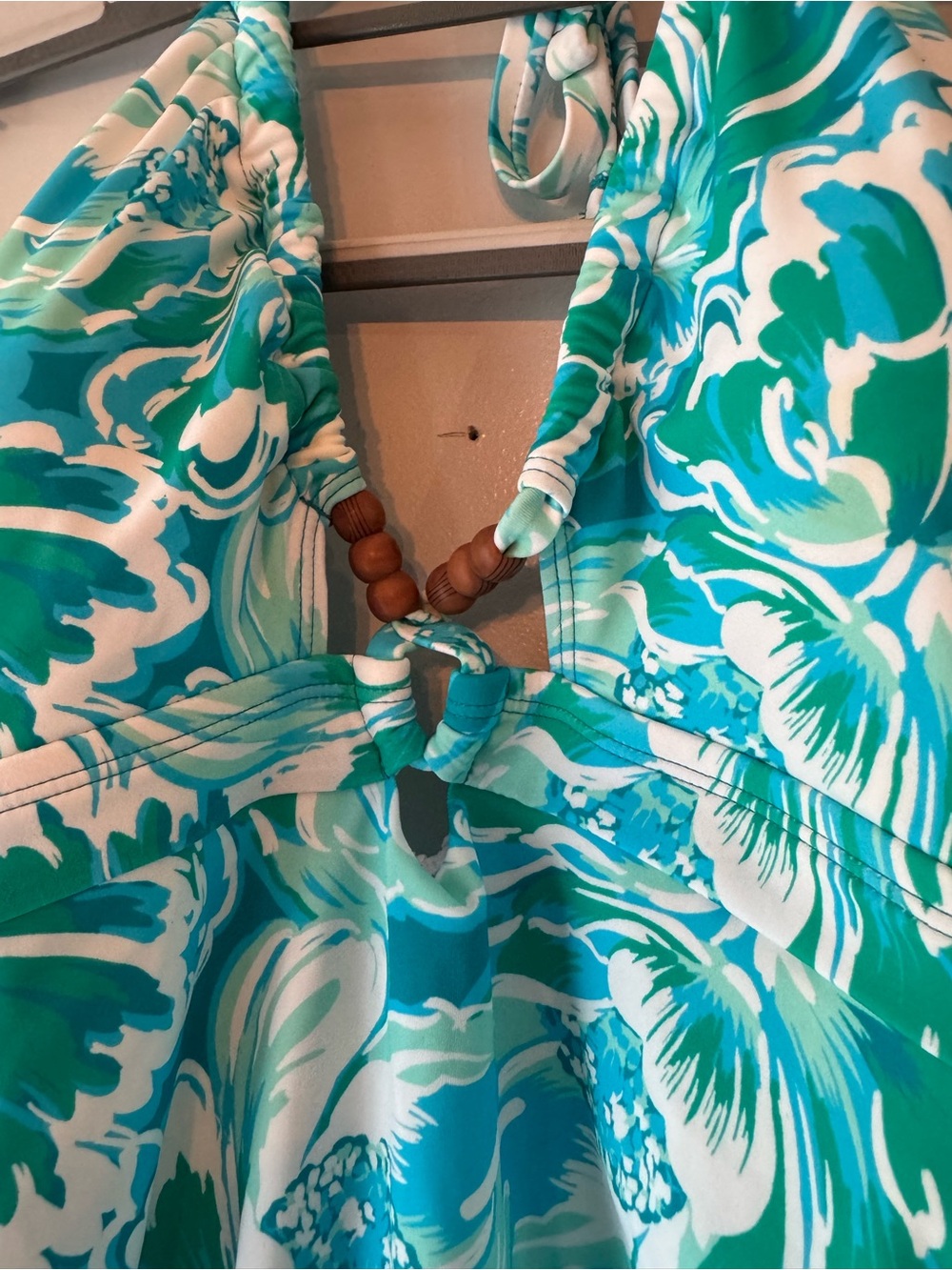 Time And Tru Teal Floral Halter One-Piece Top L NWOT - Picture 3 of 5